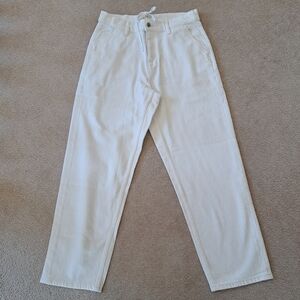 Uniqlo Women's White Jeans Size Small Drawstring Classic Casual Denim